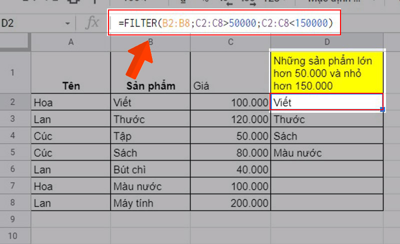 [Video] Cách sử dụng hàm FILTER trong Google Sheet lọc dữ liệu